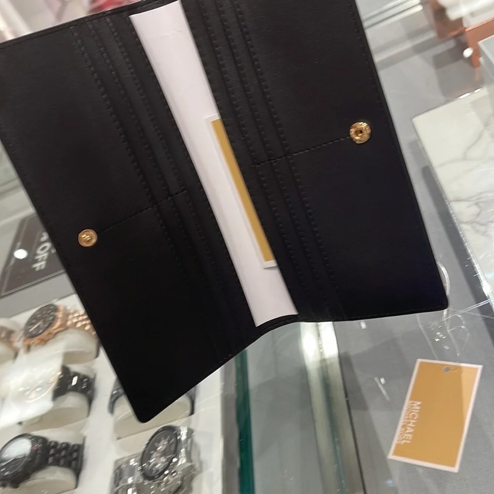 MICHAEL KORS Reed Large Pebbled Leather Snap Wallet Style# 35S3G6RE3L Black  NWT